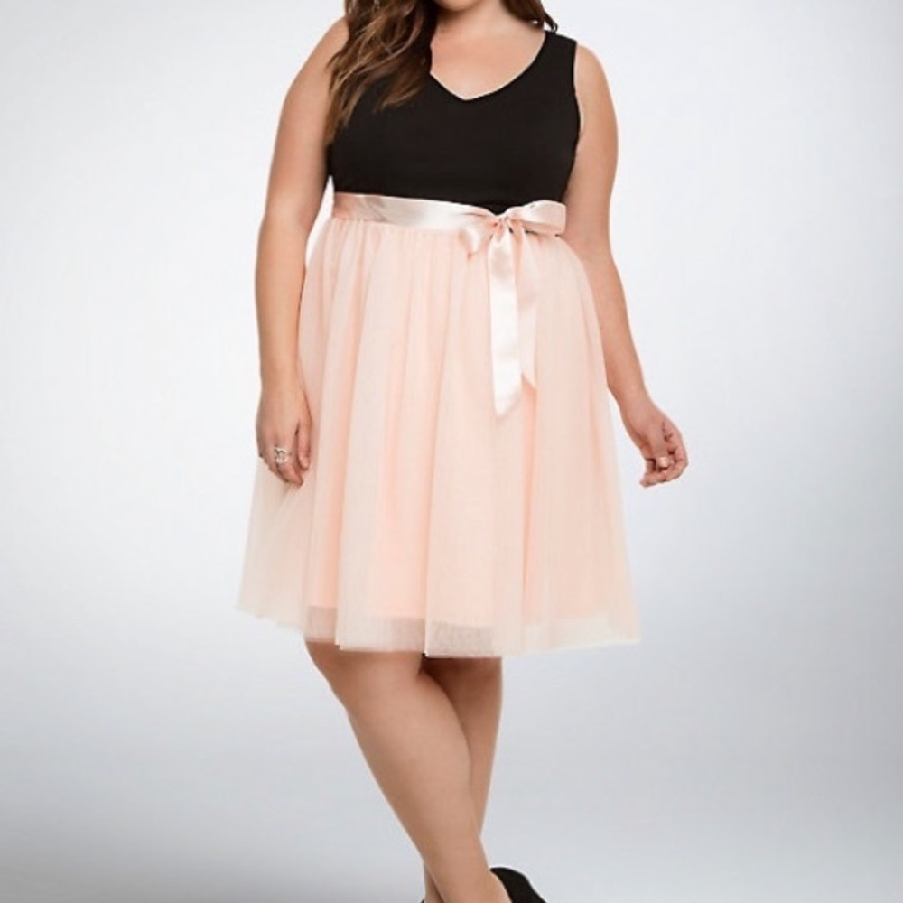 Torrid Black & Blush Tulle Party Dress